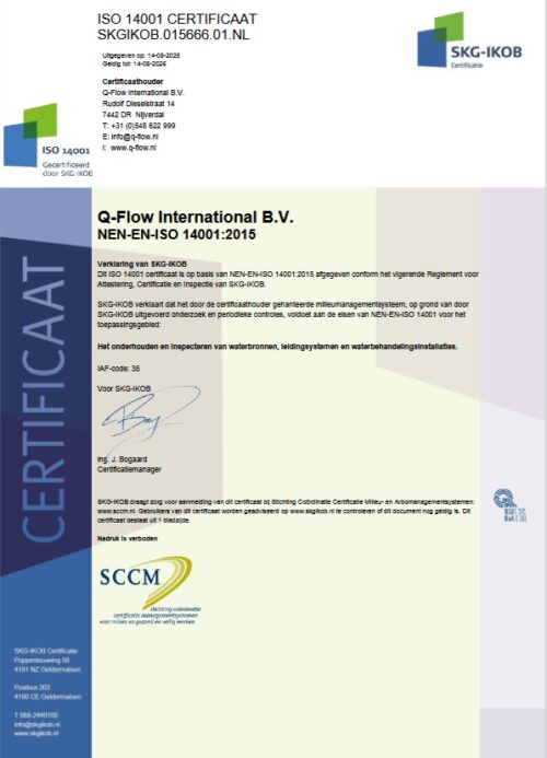 Certificaat ISO14001 Q-Flow